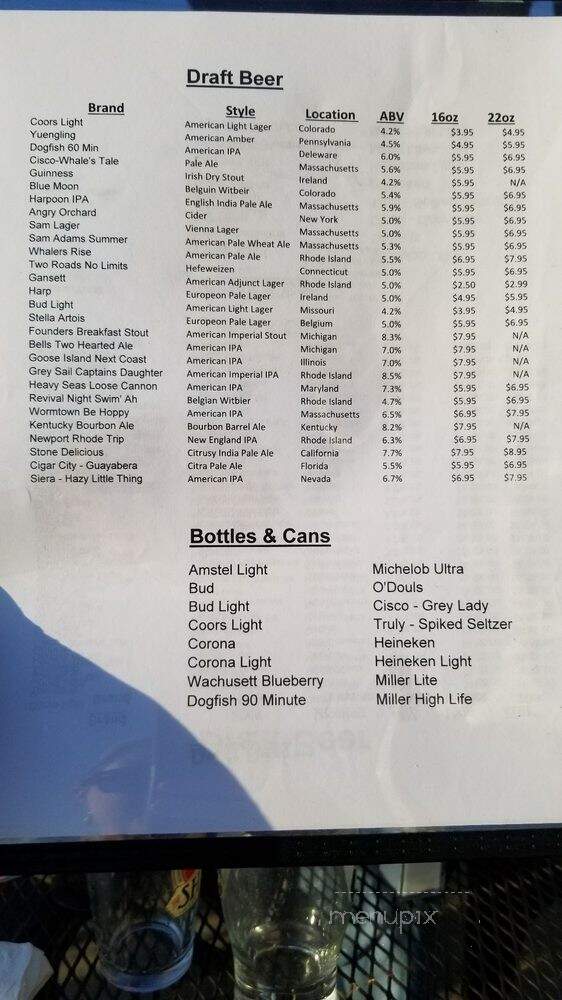 Morse Tavern - Coventry, RI menu_pic