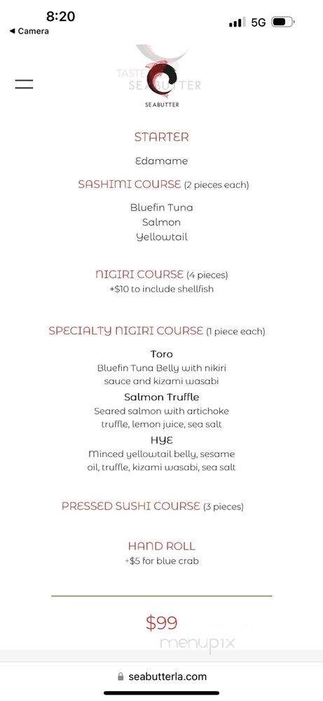 Seabutter - Beverly Hills, CA menu_pic
