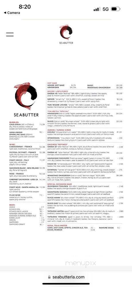 Seabutter - Beverly Hills, CA menu_pic