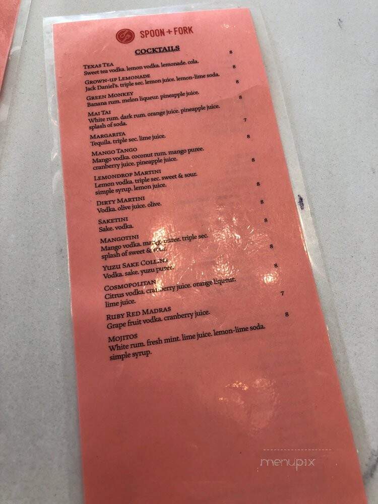 Spoon & Fork Kitchen - Austin, TX menu_pic