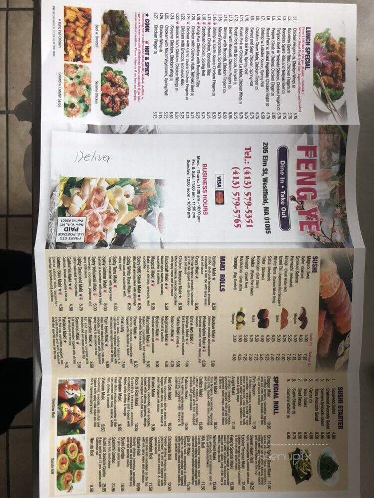 Feng Ye - Westfield, MA menu_pic