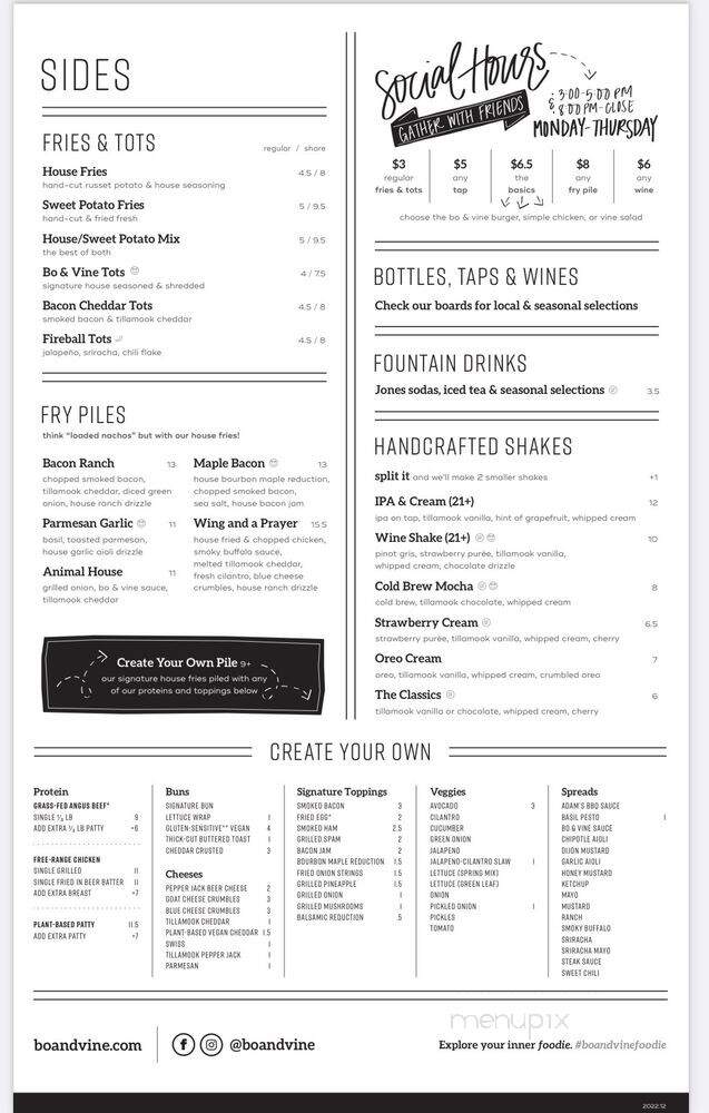 Bo & Vine Burger Bar - Corvallis, OR menu_pic