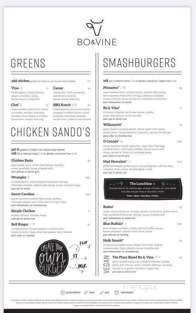 Bo & Vine Burger Bar - Corvallis, OR menu_pic