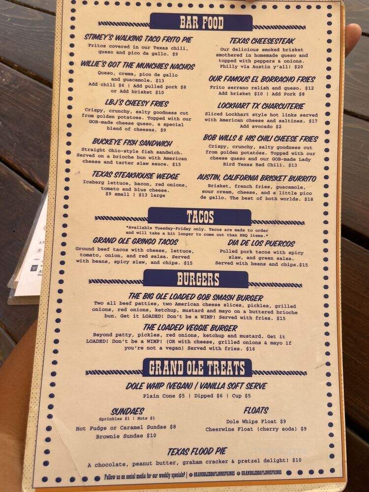 Grand Ole BBQ Flinn Springs - El Cajon, CA menu_pic