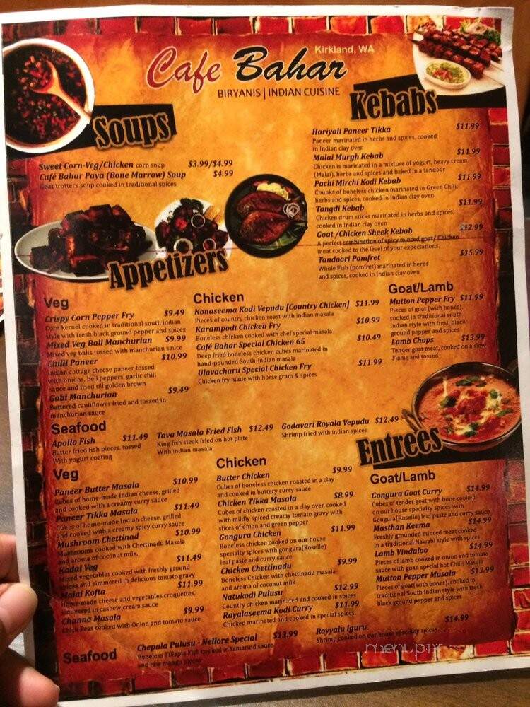 Cafe Bahar - Kirkland, WA menu_pic