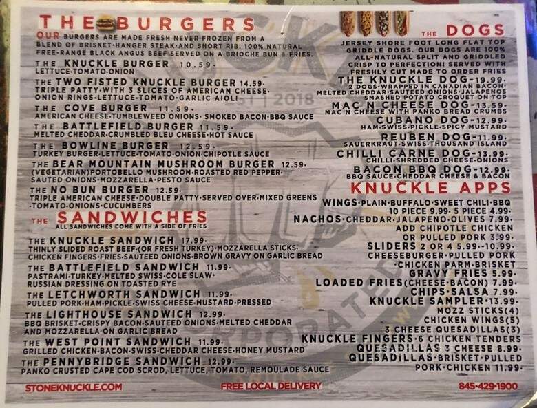 Knuckles Incorporated - Stony Point, NY menu_pic