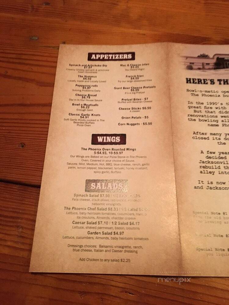 The Phoenix - Jacksonville, FL menu_pic