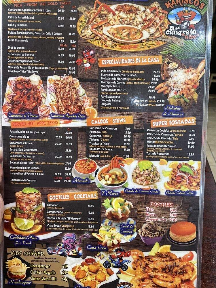Mariscos El Cangrejo Nice - La Mirada, CA menu_pic