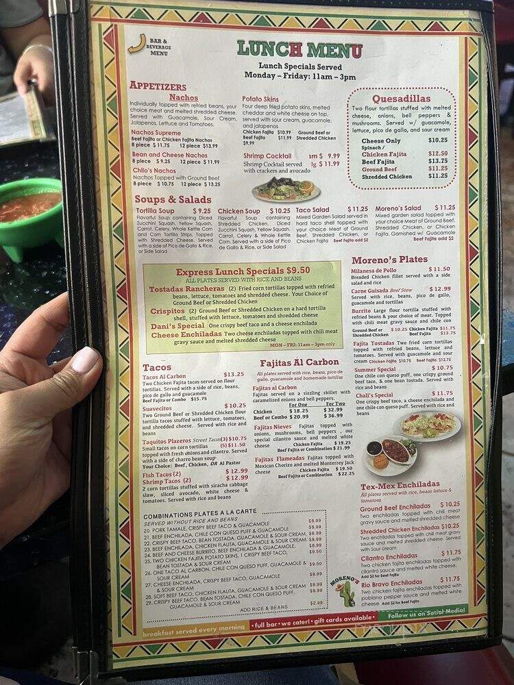 Moreno's Mexican Restaurant - Pearland, TX menu_pic