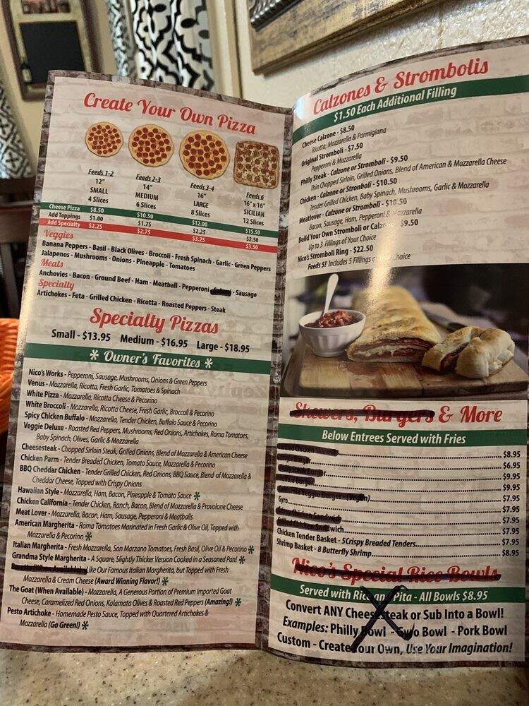 Nico's Cheesesteak Factory & Pizzeria - Zephyrhills, FL menu_pic