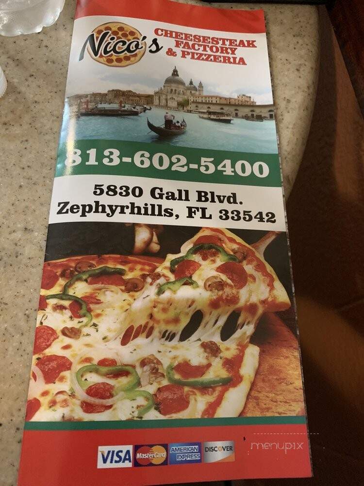 Nico's Cheesesteak Factory & Pizzeria - Zephyrhills, FL menu_pic