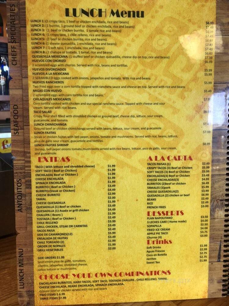 La fogata Mexican Restaurant - Memphis, TN menu_pic