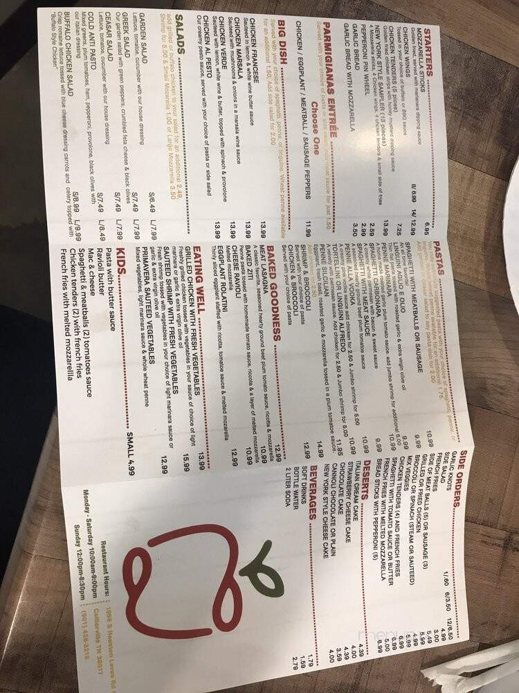 New York Style Pizzeria - Memphis, TN menu_pic