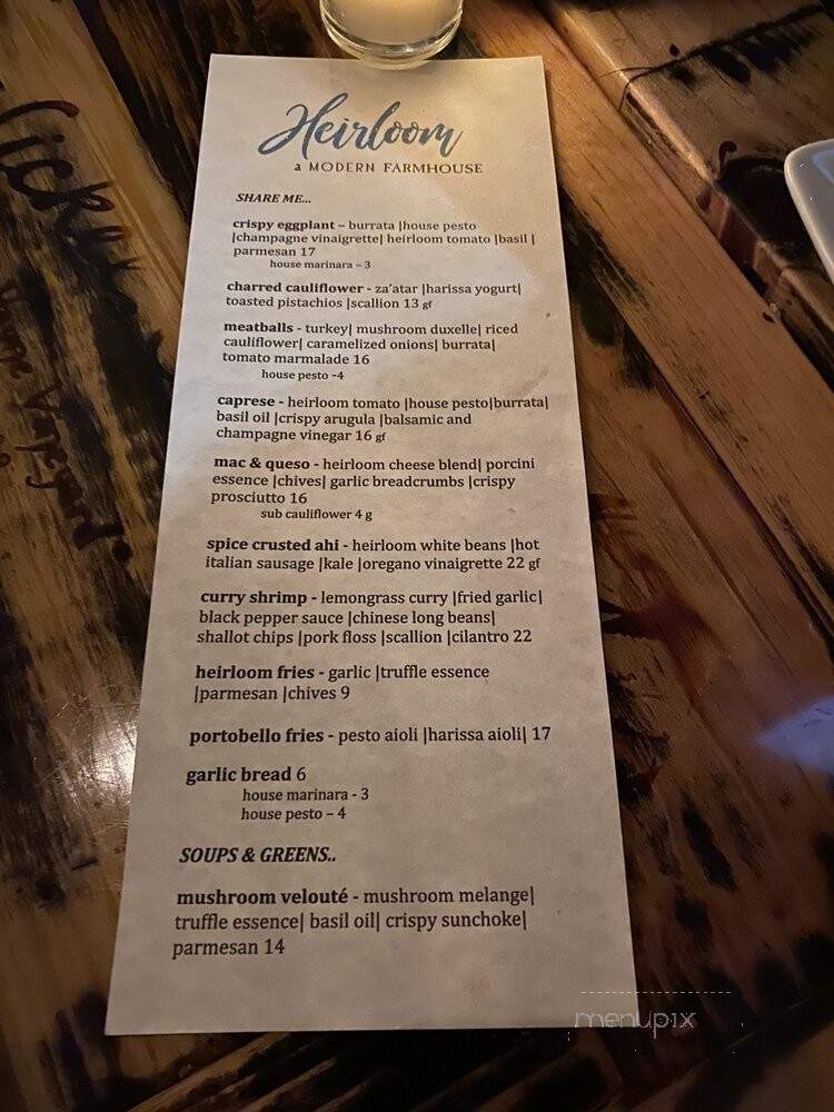 Heirloom a Modern Farmhouse - Huntington Beach, CA menu_pic