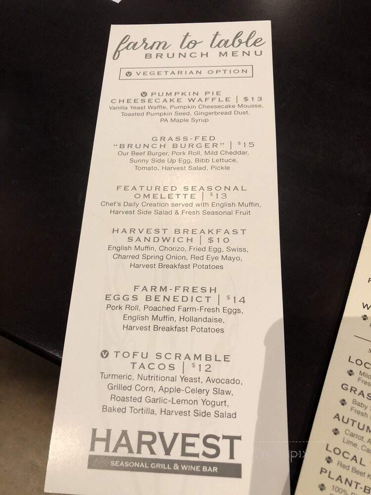 Harvest Seasonal Grill & Wine Bar - Lancaster, PA menu_pic