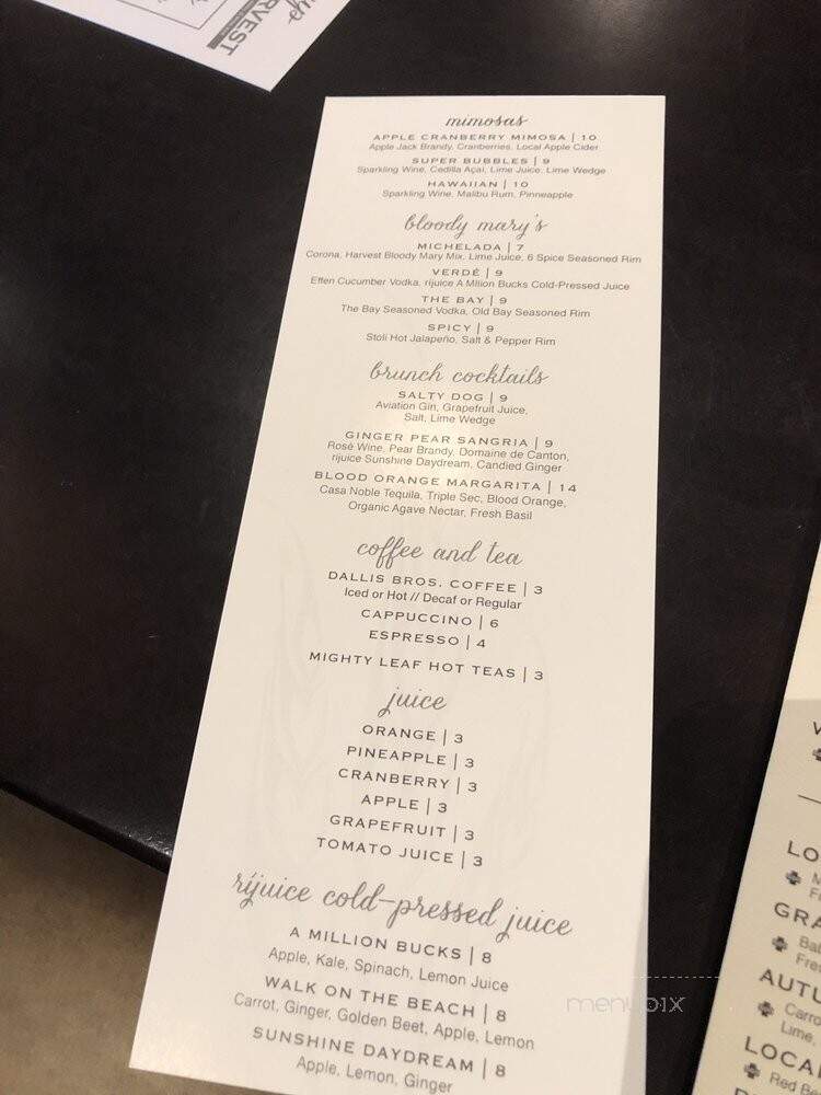 Harvest Seasonal Grill & Wine Bar - Lancaster, PA menu_pic