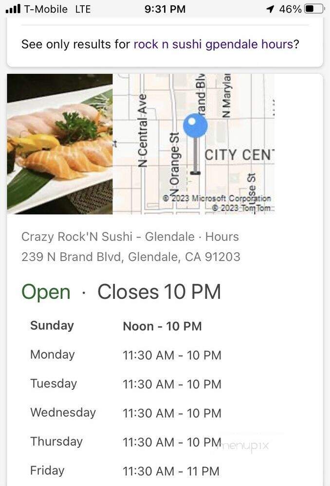 Crazy Rock'N Sushi - Glendale, CA menu_pic
