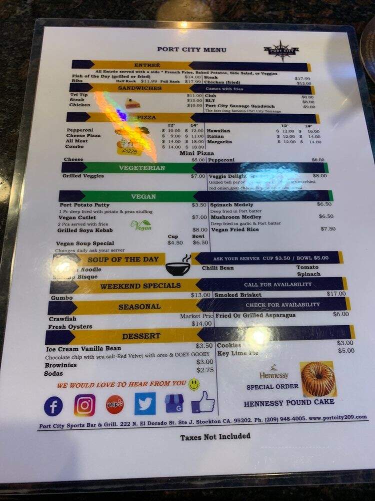 Port City Sports Bar & Grill - Stockton, CA menu_pic