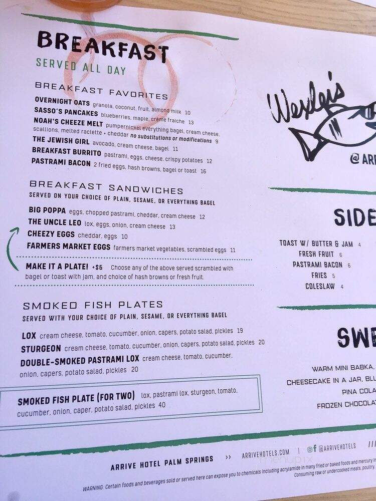 Wexler's - Palm Springs, CA menu_pic
