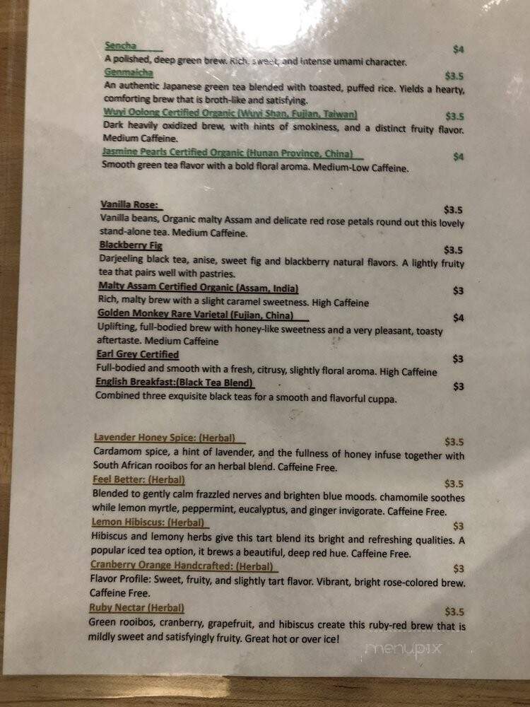 In J Coffee - Portland, OR menu_pic