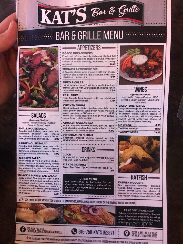 Kat's Bar & Grille - Mount Juliet, TN menu_pic