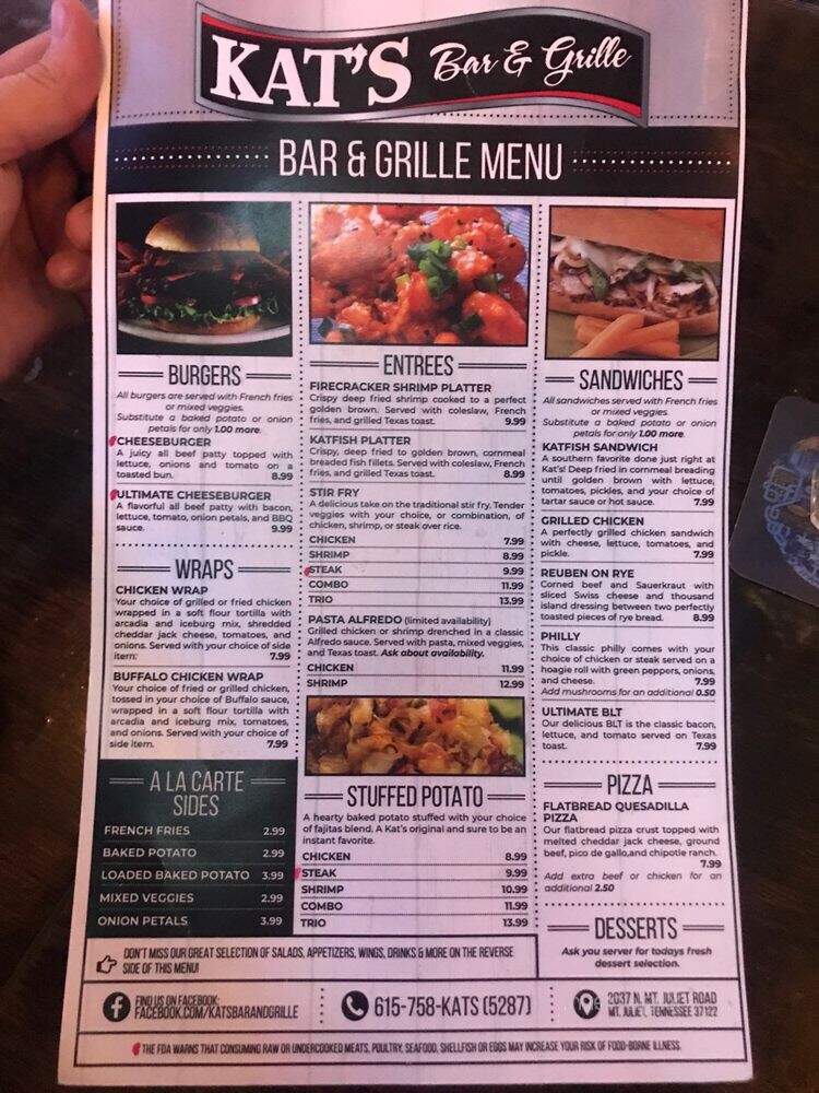 Kat's Bar & Grille - Mount Juliet, TN menu_pic