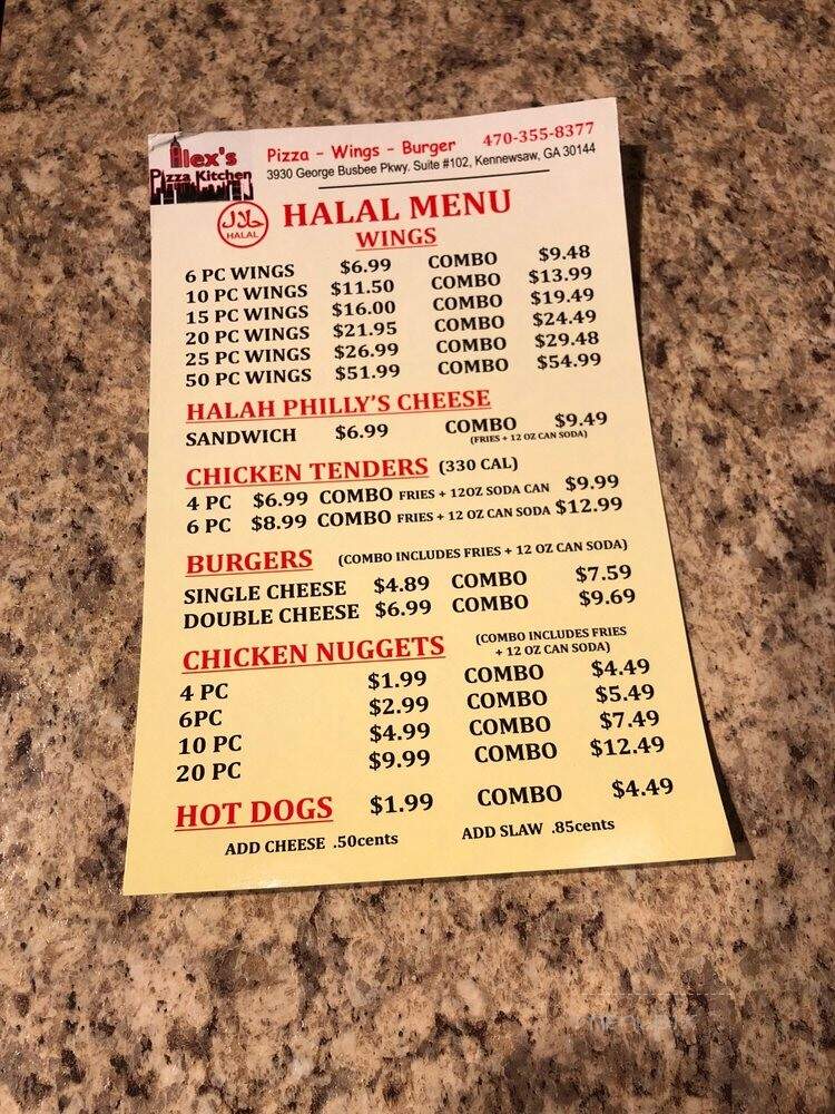Alex's Pizza Kitchen - Kennesaw, GA menu_pic