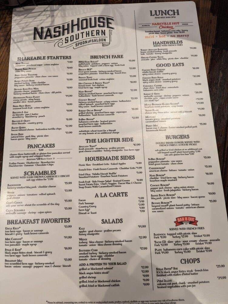 NashHouse Southern Spoon and Saloon - Nashville, TN menu_pic