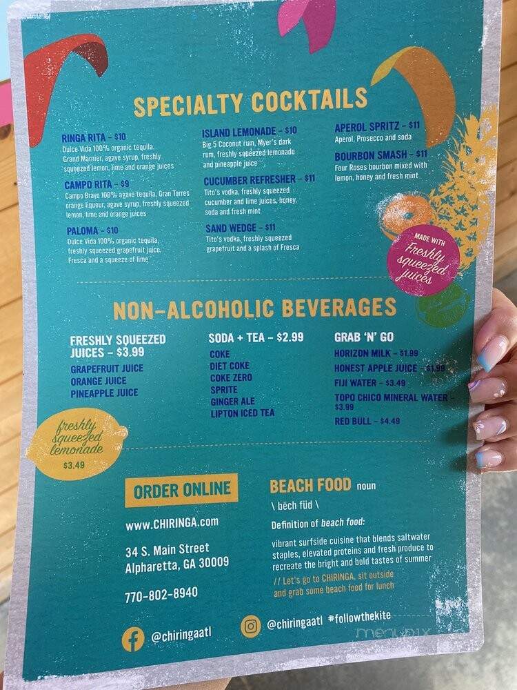 Chiringa - Alpharetta, GA menu_pic