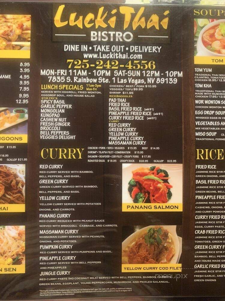 LucKi Thai Bistro - Las Vegas, NV menu_pic