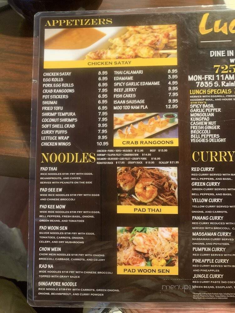 LucKi Thai Bistro - Las Vegas, NV menu_pic
