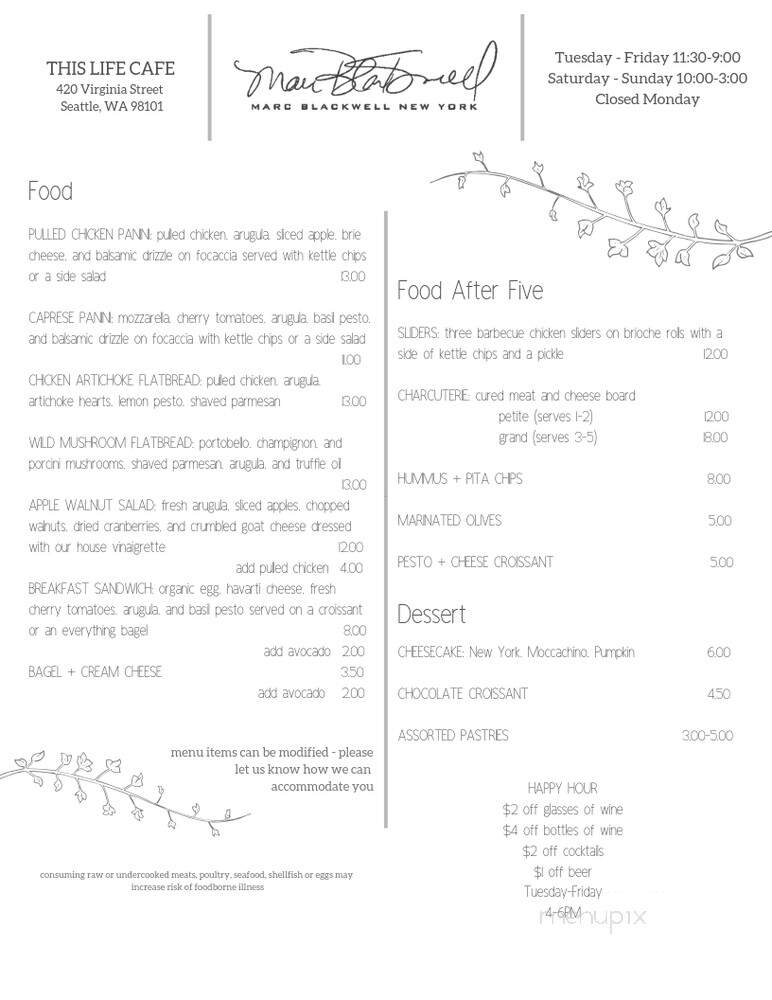 Marc Blackwell, This Life! - Seattle, WA menu_pic