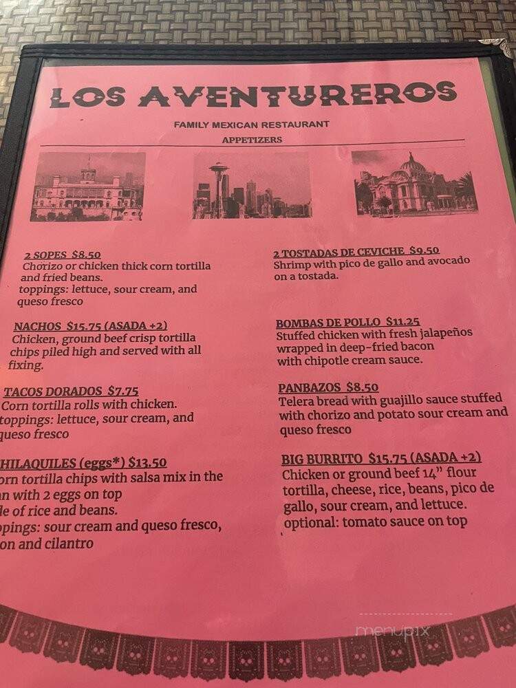 Los Aventureros - Marysville, WA menu_pic