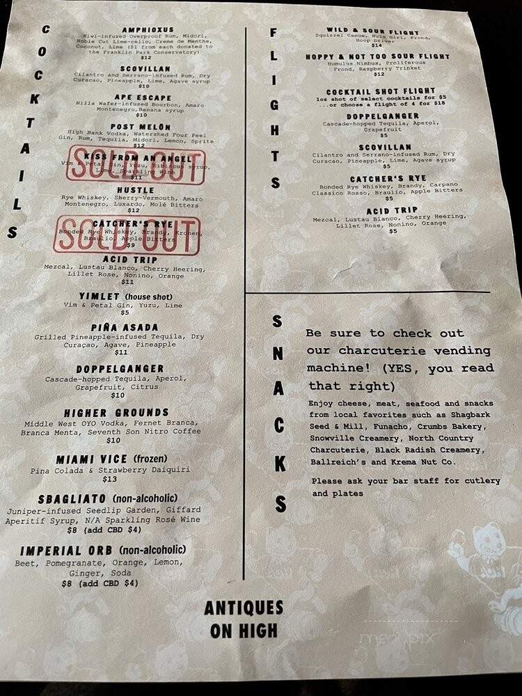 Antiques On High - Columbus, OH menu_pic
