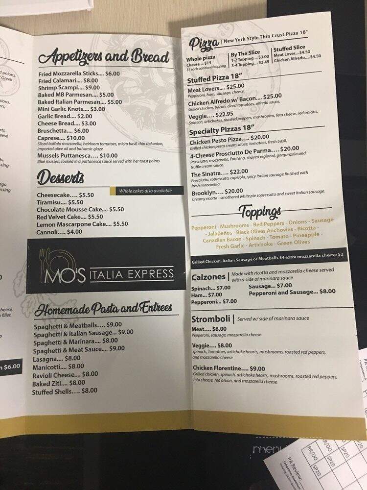 Mo's Italia Express - Cedar Hill, TX menu_pic