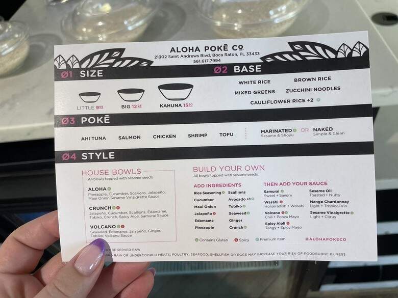 Aloha Poke - Boca Raton, FL menu_pic