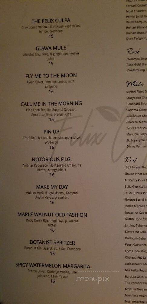 Felix Culpa - Dallas, TX menu_pic