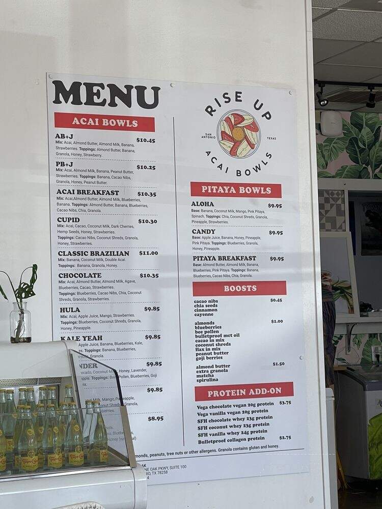 Rise Up Acai Bowls - San Antonio, TX menu_pic