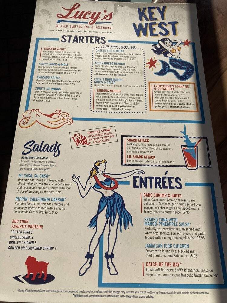 Lucy's Retired Surfers Bar & Restaurant - Key West, FL menu_pic