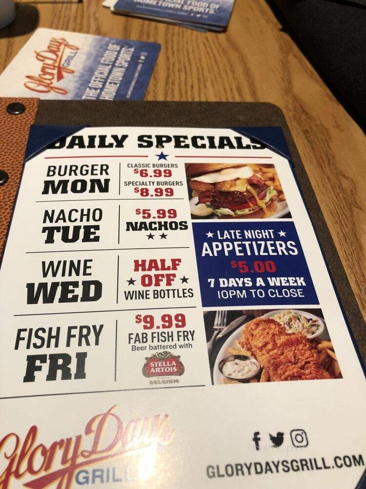 Glory Days Grill - Fort Myers, FL menu_pic