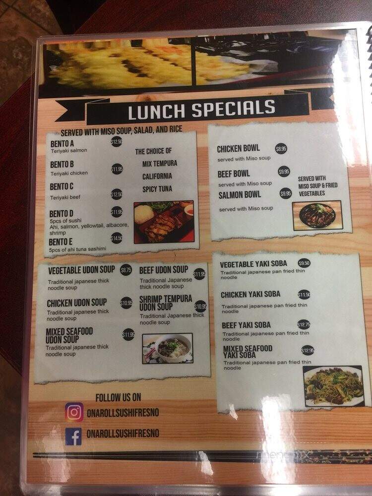 On a Roll Sushi - Fresno, CA menu_pic