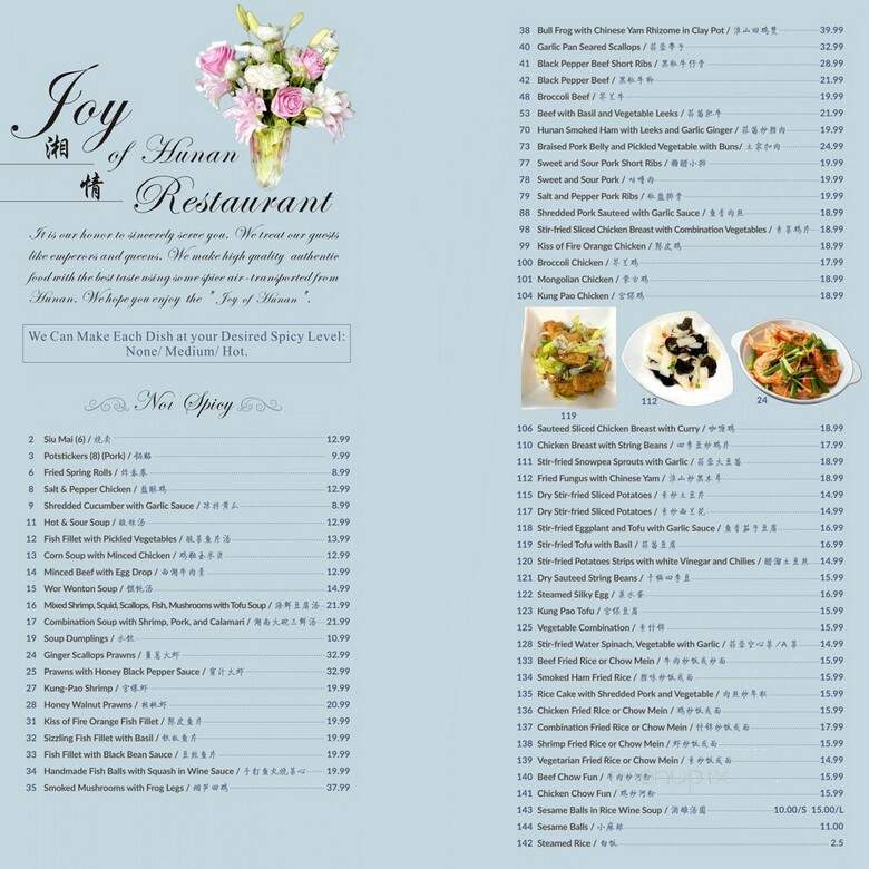 Joy of Hunan - San Bruno, CA menu_pic