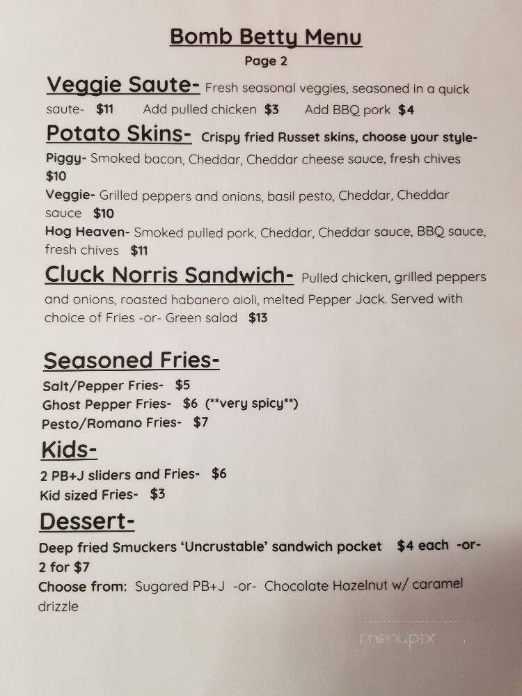 Bomb Betty - Bend, OR menu_pic