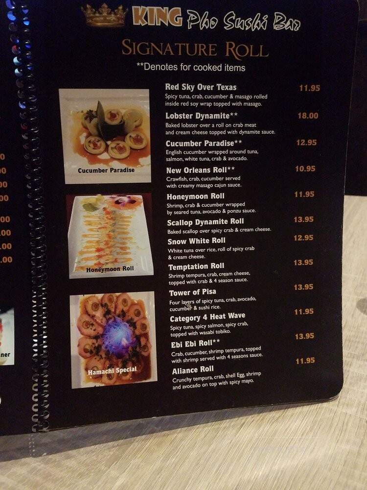 King Pho Sushi Bar - Fort Worth, TX menu_pic