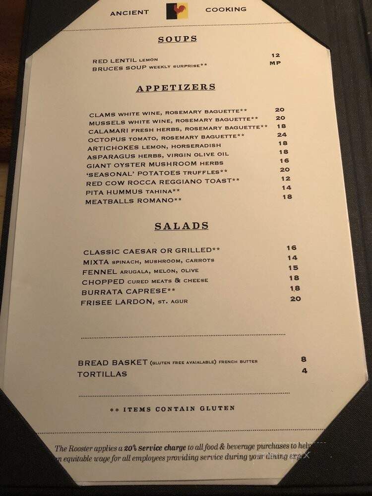 The Rooster - Santa Monica, CA menu_pic