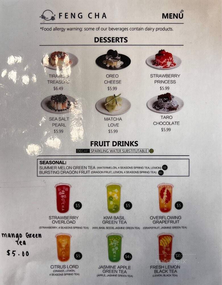 Feng Cha Teahouse - Arlington, TX menu_pic