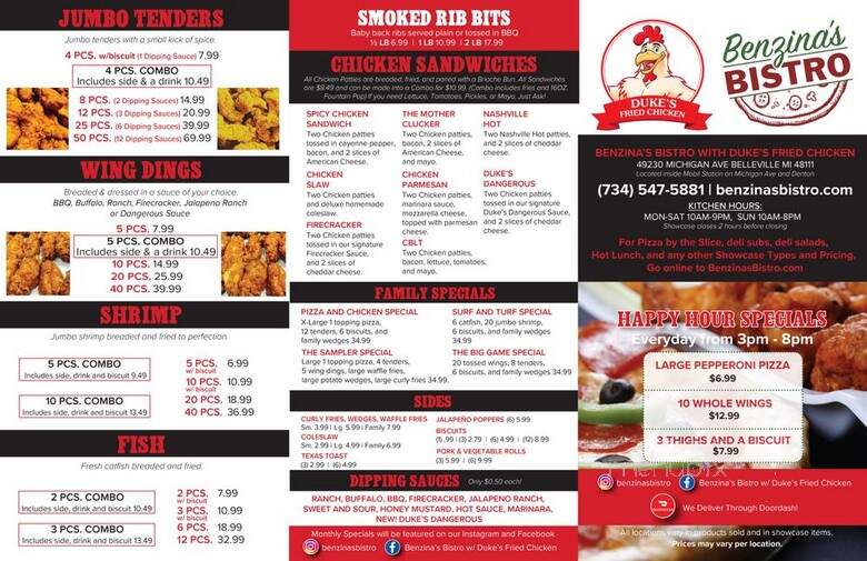 Benzina's Bistro - Belleville, MI menu_pic