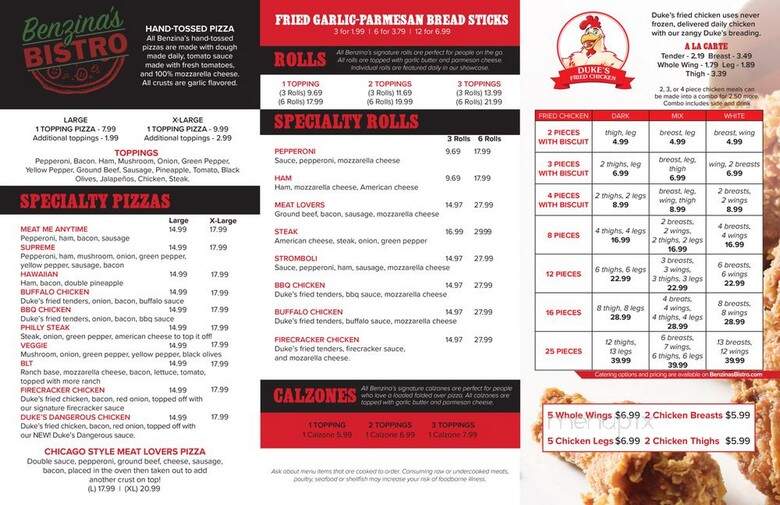 Benzina's Bistro - Belleville, MI menu_pic