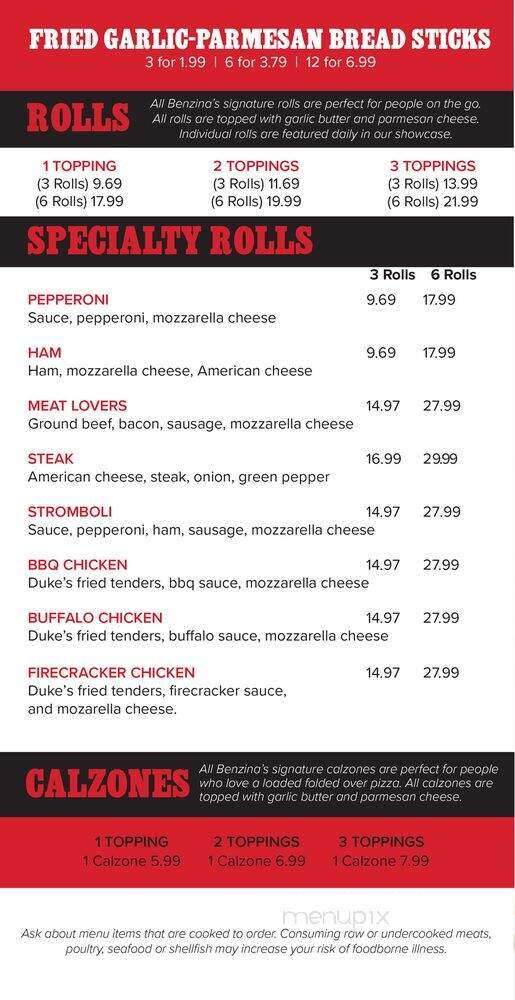 Benzina's Bistro - Belleville, MI menu_pic