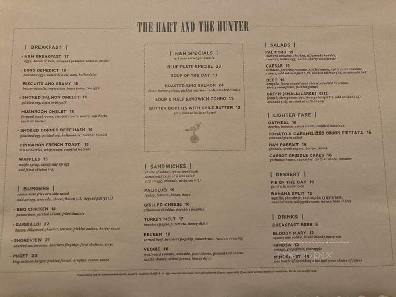 The Hart and The Hunter - Seattle, WA menu_pic